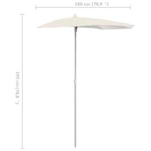 Zahradní půlkruhový slunečník s tyčí 180 x 90 cm pískový - obrázek 8