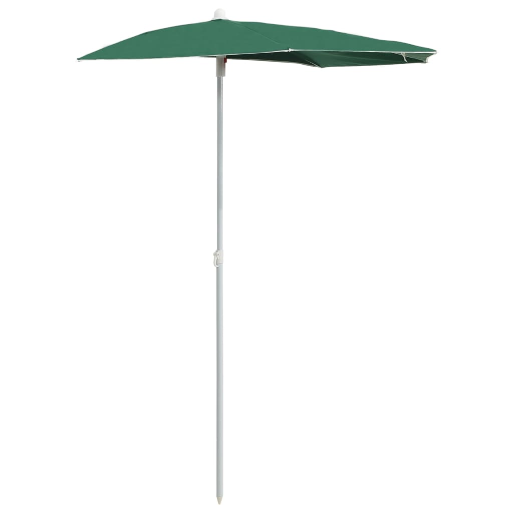 Umbrelă de grădină cu stâlp, verde, 180×90 cm, semirotundă