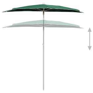 Zahradní půlkruhový slunečník s tyčí 180 x 90 cm zelený - obrázek 4