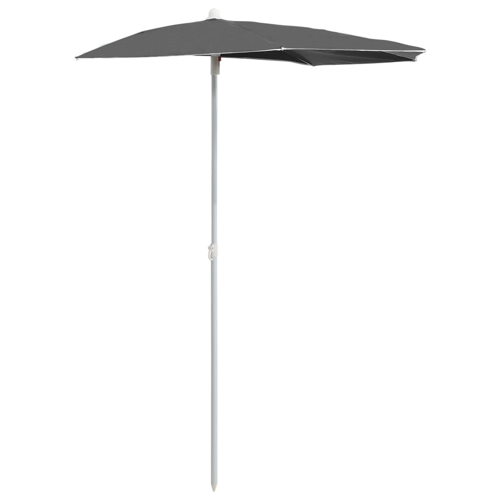 vidaXL Zahradní půlkruhový slunečník s tyčí 180 x 90 cm antracitový