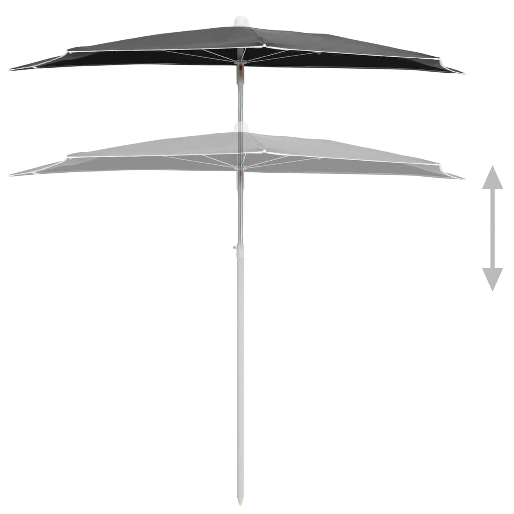Garden Half Parasol with Pole Outdoor Patio Sunshade Shelter Backyard vidaXL - Picture 13 of 64