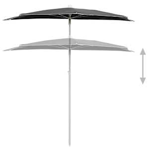Zahradní půlkruhový slunečník s tyčí 180 x 90 cm antracitový - obrázek 4