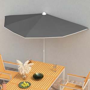 Zahradní půlkruhový slunečník s tyčí 180 x 90 cm antracitový - obrázek 1