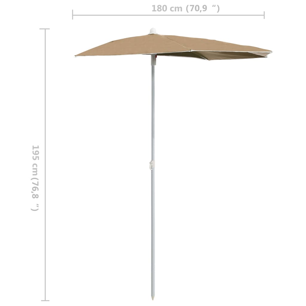 Garden Half Parasol with Pole Outdoor Patio Sunshade Shelter Backyard vidaXL - Picture 46 of 64
