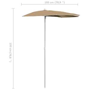 Zahradní půlkruhový slunečník s tyčí 180 x 90 cm taupe - obrázek 8