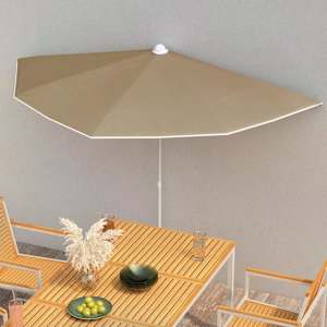 Zahradní půlkruhový slunečník s tyčí 180 x 90 cm taupe - obrázek 1