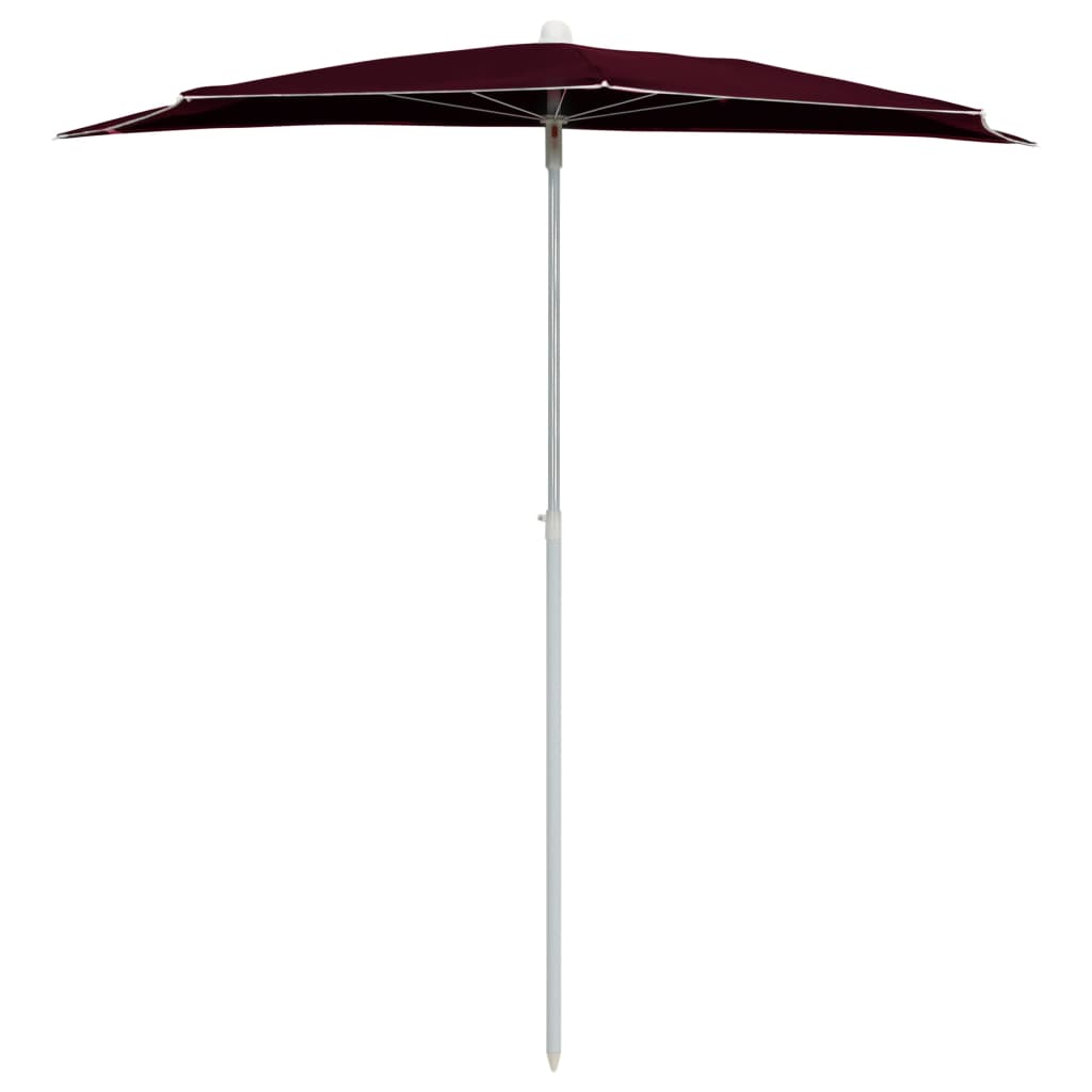 

vidaXL Parasol half met paal 180x90 cm bordeauxrood