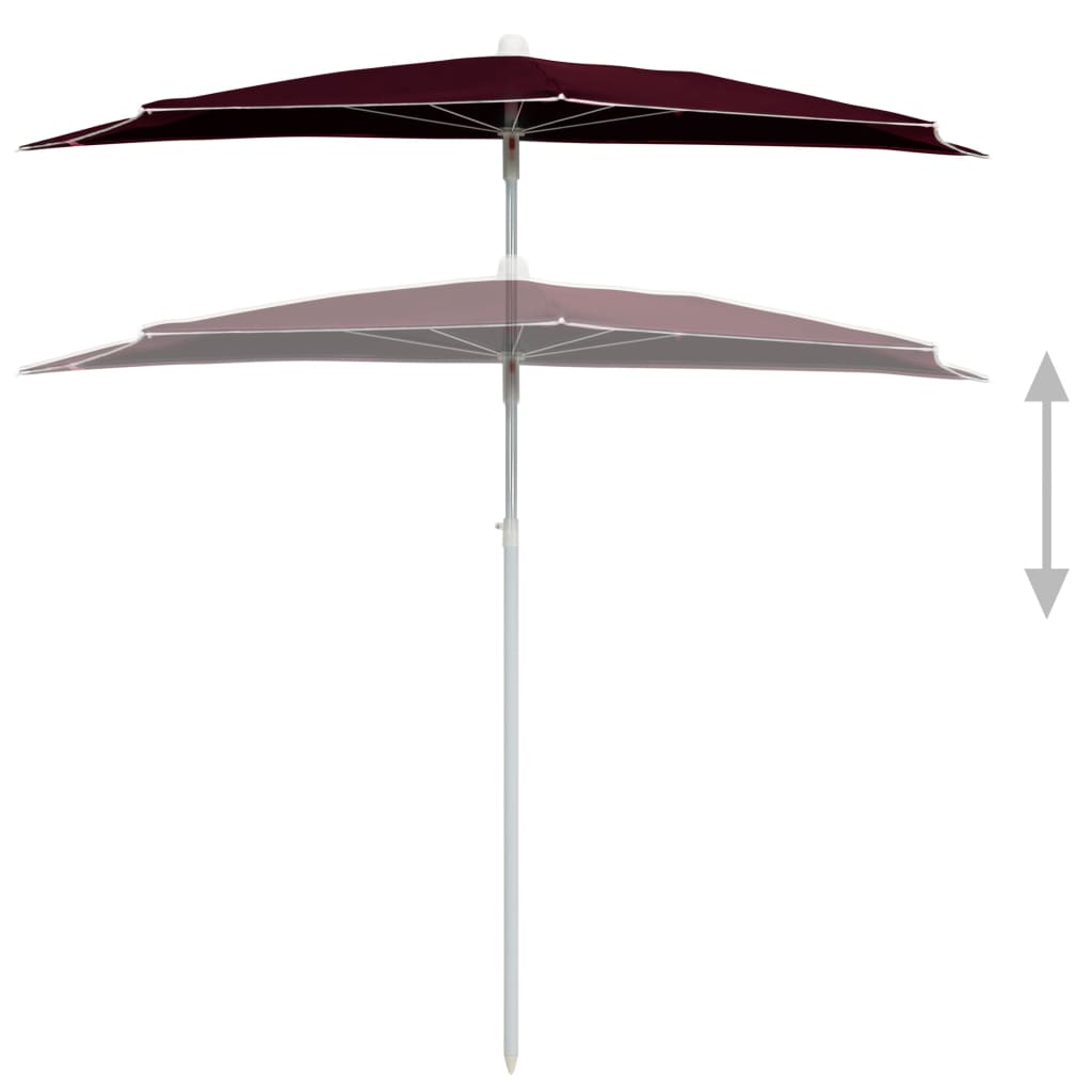 Garden Half Parasol with Pole Outdoor Patio Sunshade Shelter Backyard vidaXL - Picture 27 of 64