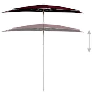 Zahradní půlkruhový slunečník s tyčí 180 x 90 cm bordó - obrázek 4
