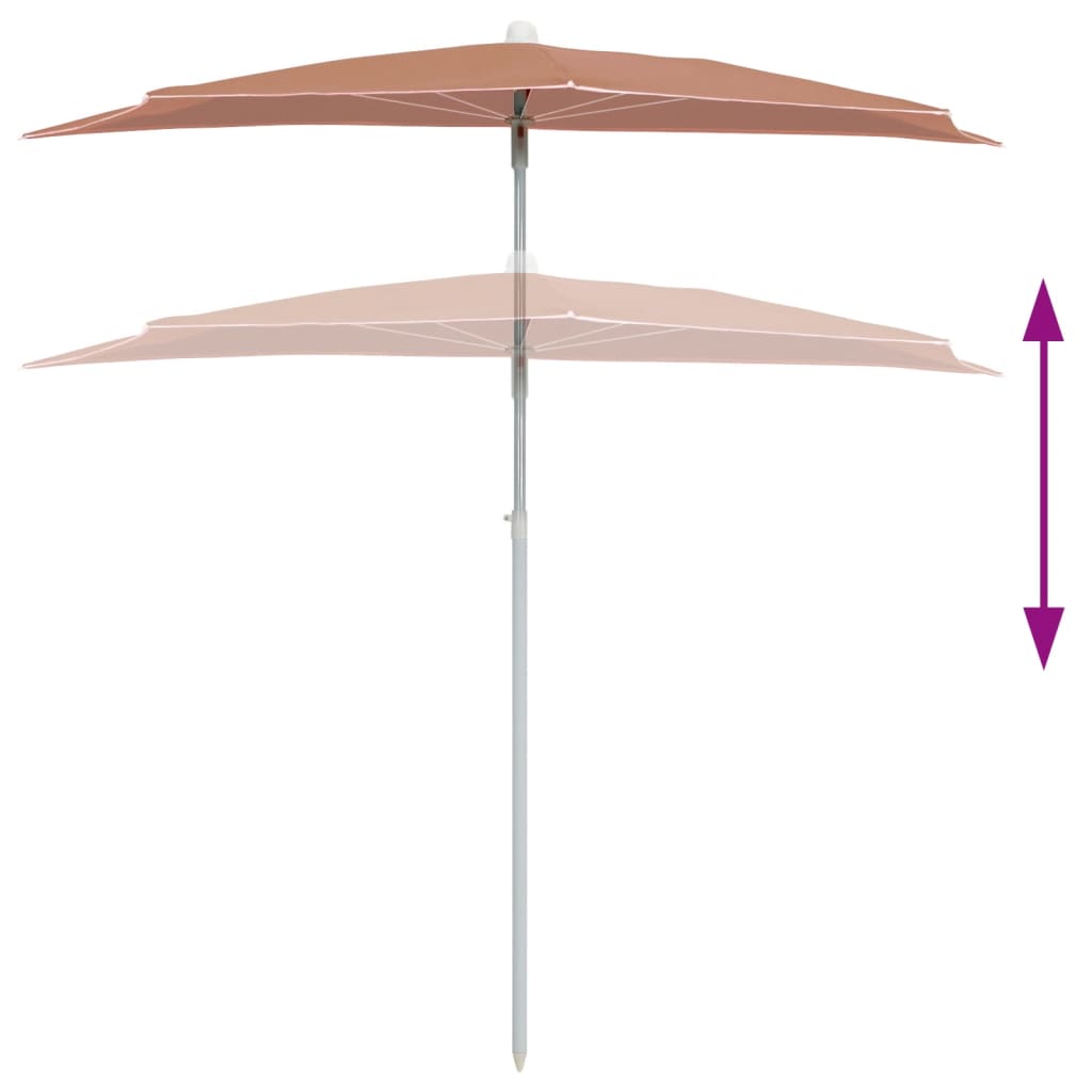 Garden Half Parasol with Pole Outdoor Patio Sunshade Shelter Backyard vidaXL - Picture 55 of 64