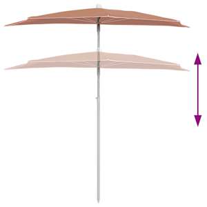 Zahradní půlkruhový slunečník s tyčí 180 x 90 cm terakotový - obrázek 4