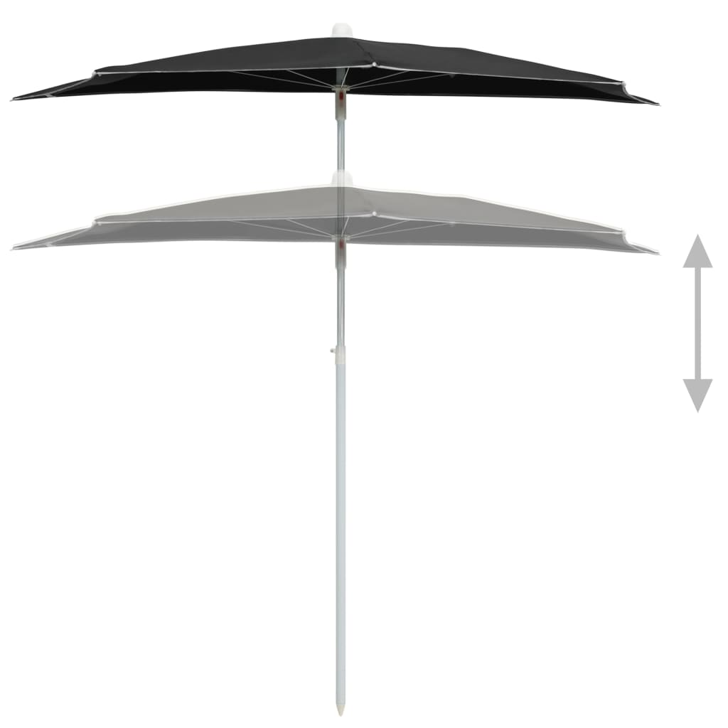 Garden Half Parasol with Pole Outdoor Patio Sunshade Shelter Backyard vidaXL - Picture 19 of 64