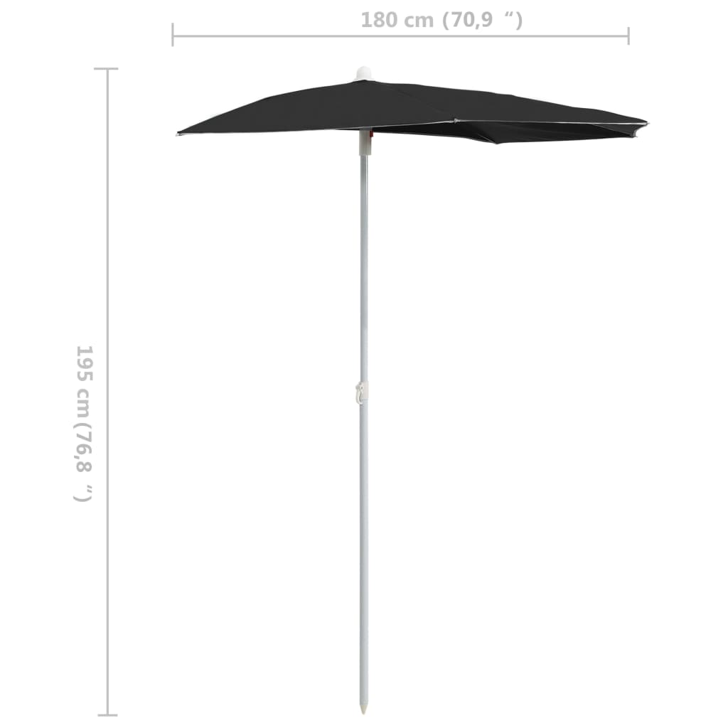 Garden Half Parasol with Pole Outdoor Patio Sunshade Shelter Backyard vidaXL - Picture 22 of 64