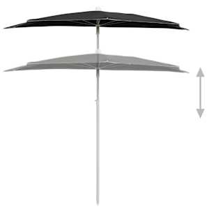 Zahradní půlkruhový slunečník s tyčí 180 x 90 cm černý - obrázek 4