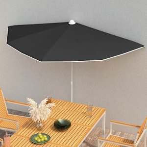 Zahradní půlkruhový slunečník s tyčí 180 x 90 cm černý - obrázek 1
