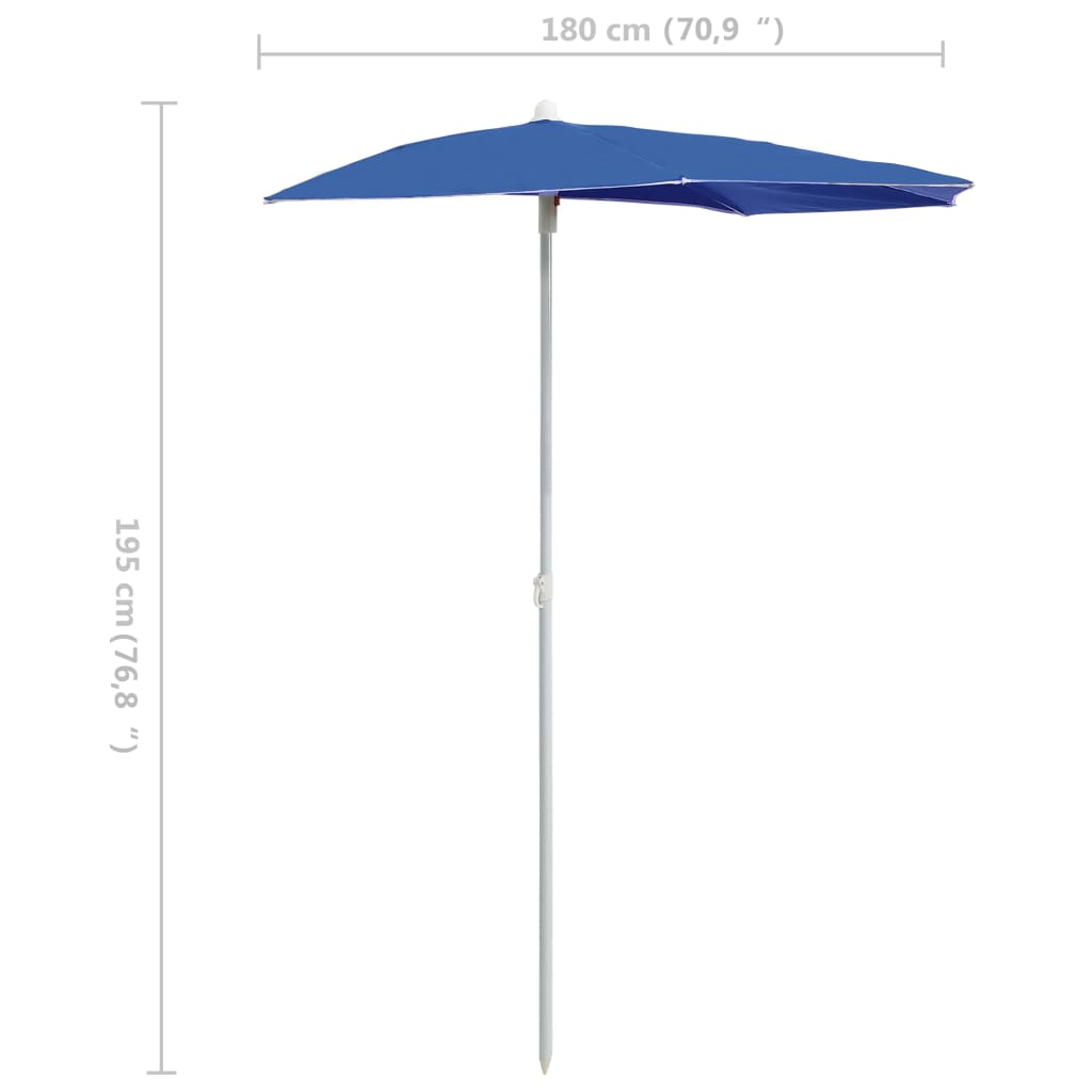 Garden Half Parasol with Pole Outdoor Patio Sunshade Shelter Backyard vidaXL - Picture 60 of 64
