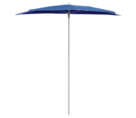 vidaXL Demi-parasol de jardin avec m&acirc;t 180x90 cm bleu azur&eacute;