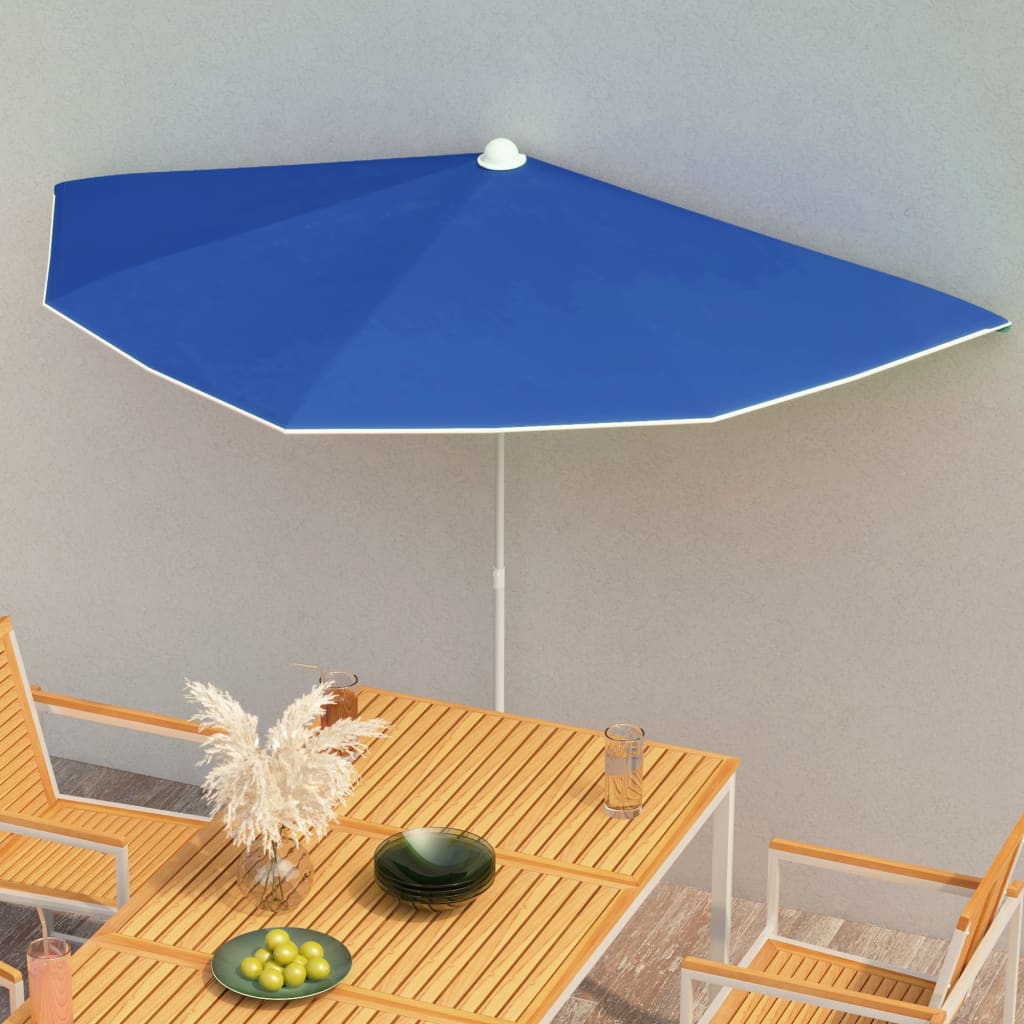Garden Half Parasol with Pole Outdoor Patio Sunshade Shelter Backyard vidaXL - Picture 59 of 64