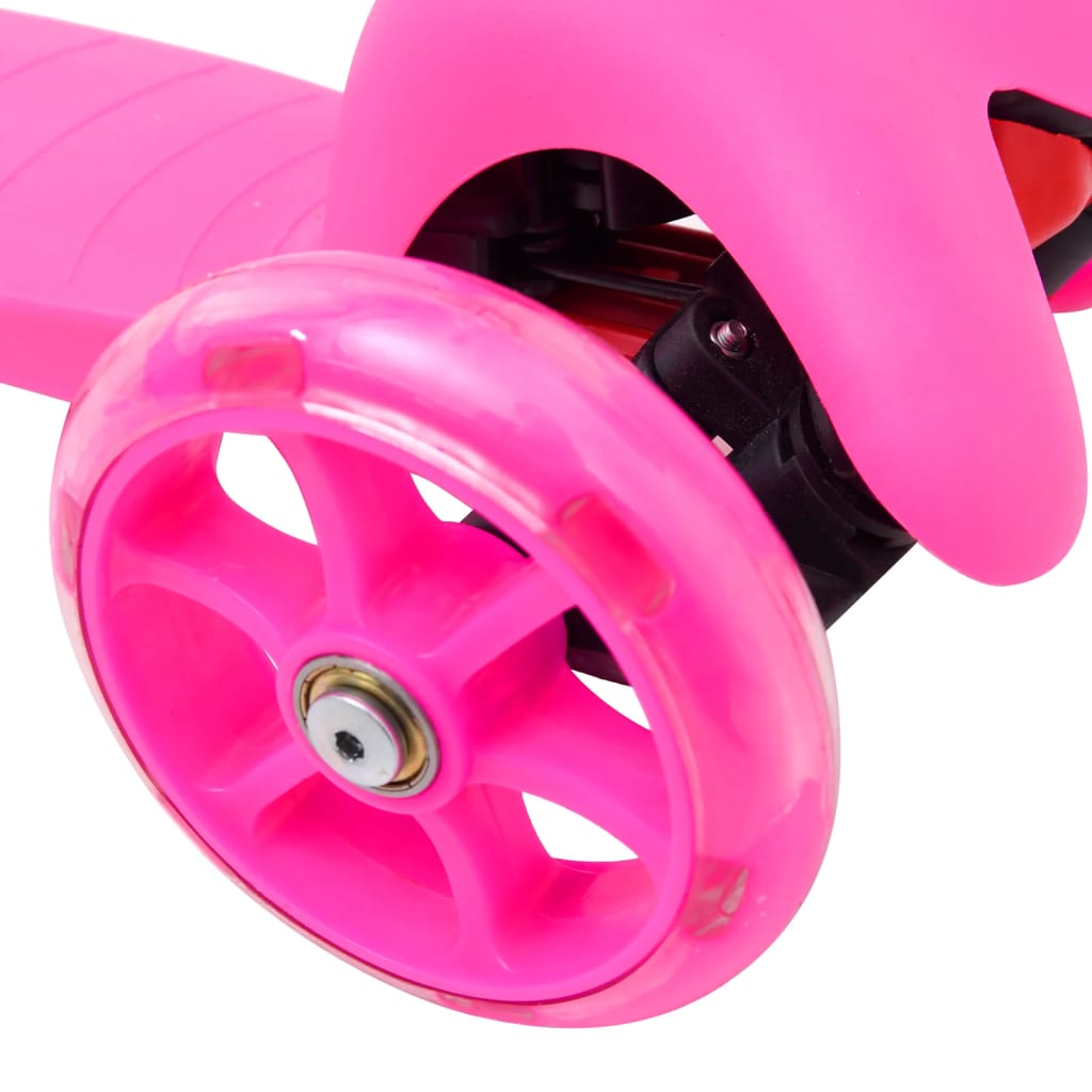Rózsaszín 3 kerekű gyermekroller állítható alumínium kormánnyal 