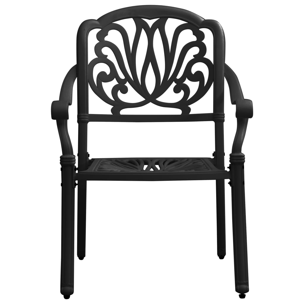 2 db fekete öntött alumínium kerti szék 