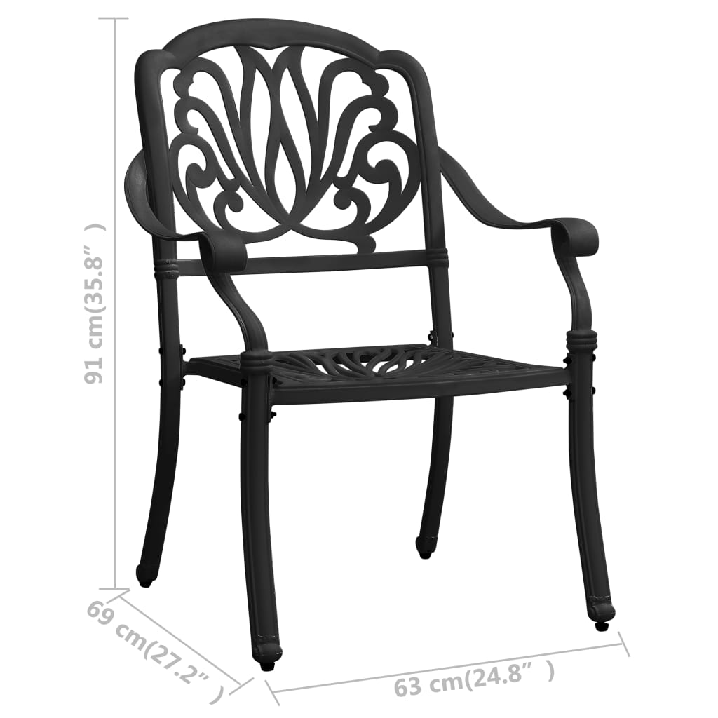 2 db fekete öntött alumínium kerti szék 
