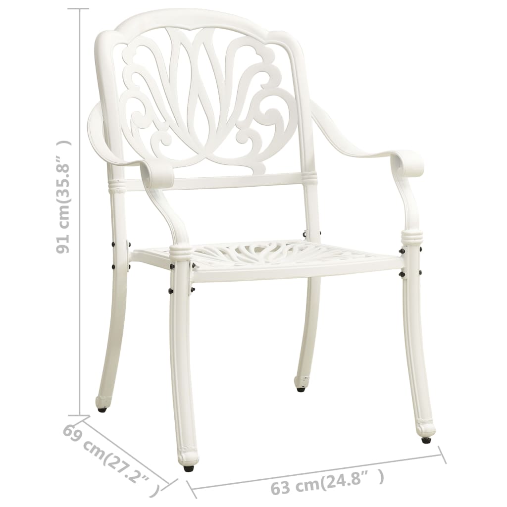 2 db fehér öntött alumínium kerti szék 