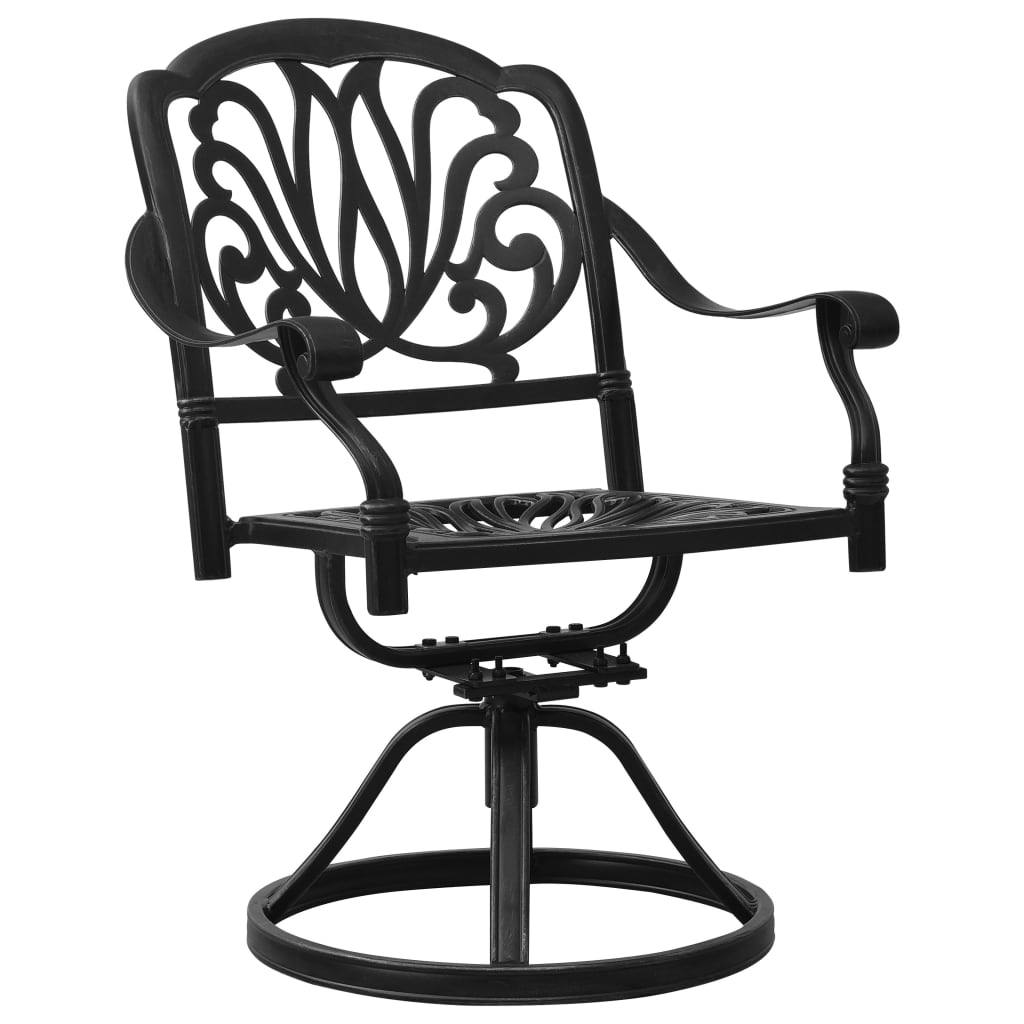vidaXL Swivel Garden Chairs 2 pcs Cast Aluminium Black