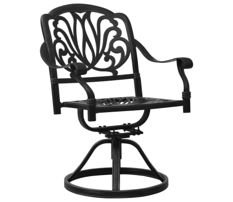 vidaXL Swivel Garden Chairs 2 pcs Cast Aluminium Black