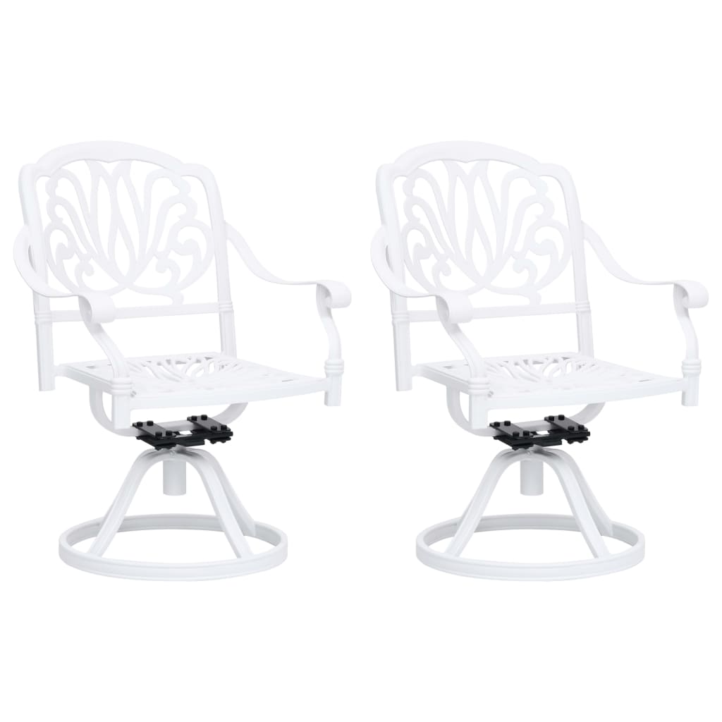 TopSellers-Swivel Chairs - Durable Swivel Garden Chairs Set 2 pcs White