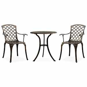 vidaXL 3-osaline bistrookomplekt, valualumiinium, pronks