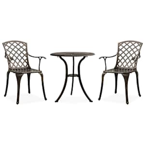 3dílný bistro set litý hliník bronzový