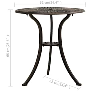 3dílný bistro set litý hliník bronzový - obrázek 9