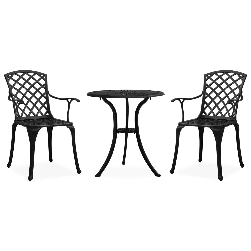 vidaXL 3-tlg. Bistro-Set Aluminiumguss Schwarz