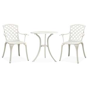 Bistro garnitura 3-delna liti aluminij bela