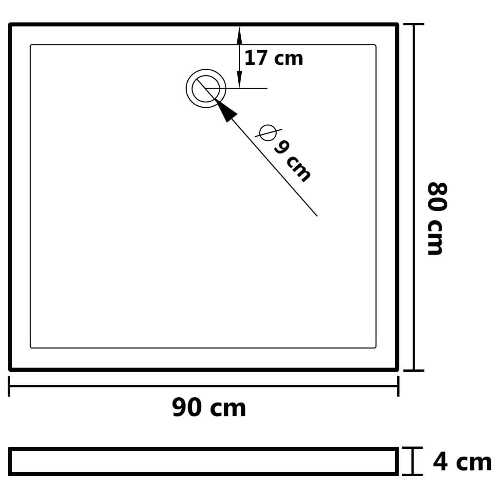 Evalueerbaar onbekend Editie Douchebak rechthoekig 80x90 cm ABS wit - Décor 24