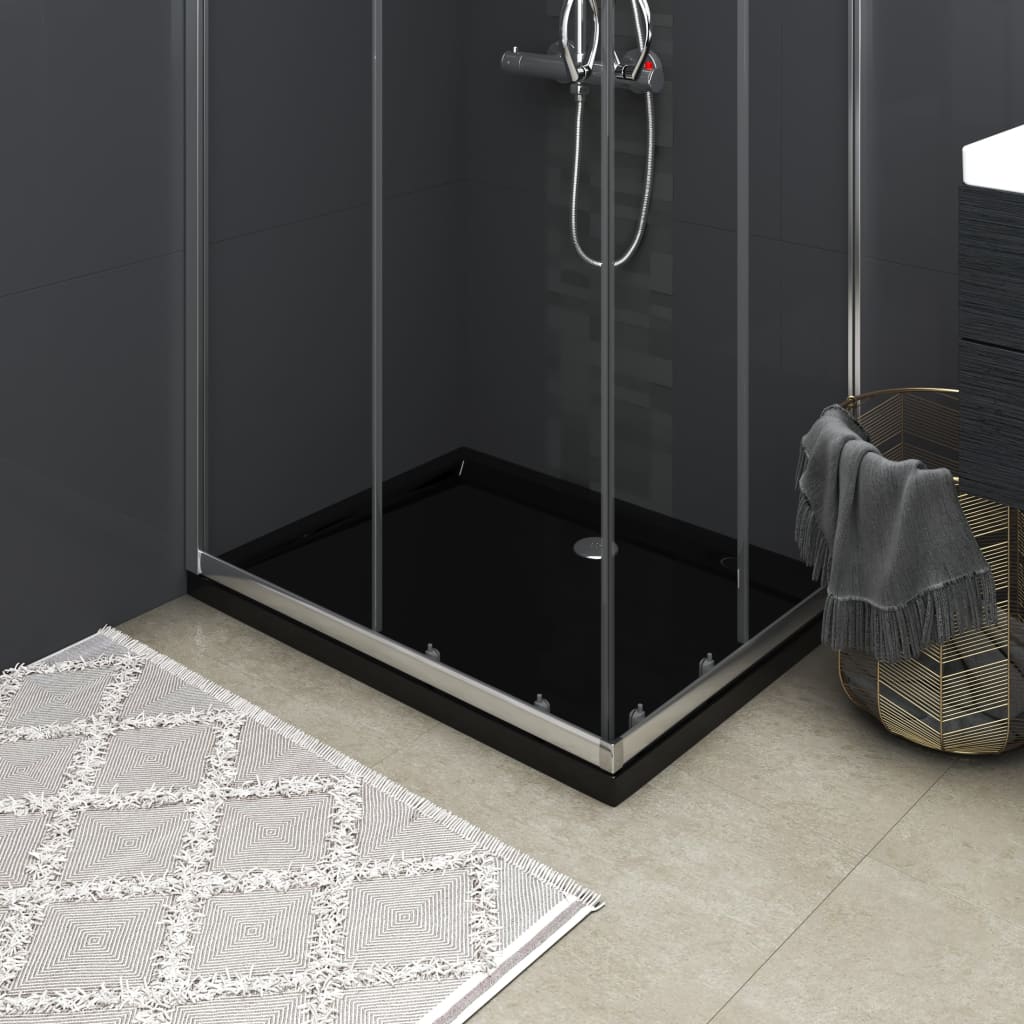 Téglalap alakú fekete ABS zuhanytálca 80 x 100 cm 