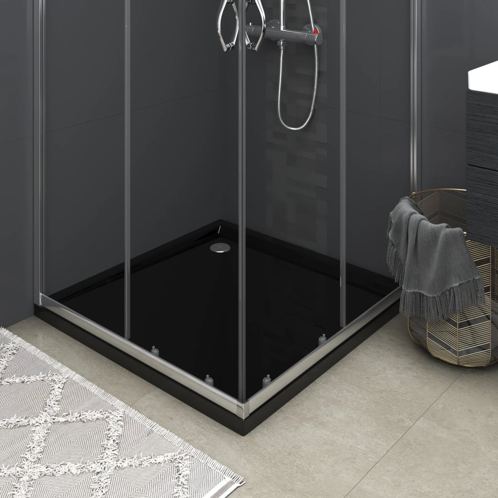 Fekete négyzet alakú ABS zuhanytálca 90 x 90 cm 