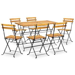 Zložljiva zunanja jedilna garnitura 7-delna trden akacijev les