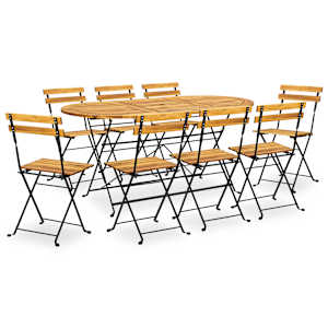 Zložljiva zunanja jedilna garnitura 9-delna trden akacijev les