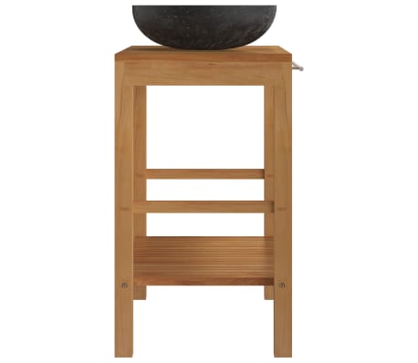 vidaXL Wastafelkast met marmeren wastafel massief teakhout zwart