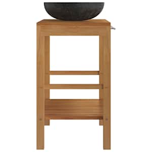 vidaXL Wastafelkast met marmeren wastafel massief teakhout zwart