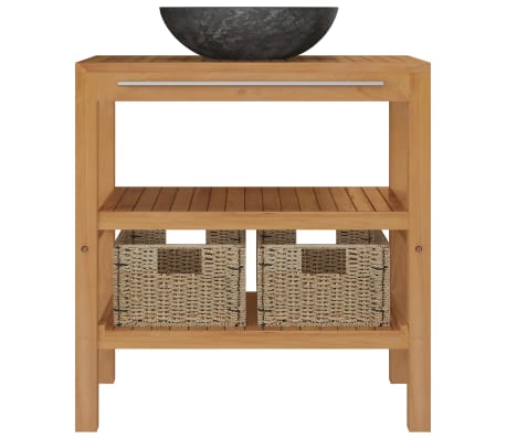 vidaXL Wastafelkast met marmeren wastafel massief teakhout zwart