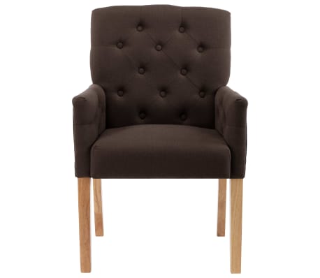 vidaXL Eetkamerstoelen 4 st met armleuningen stof bruin