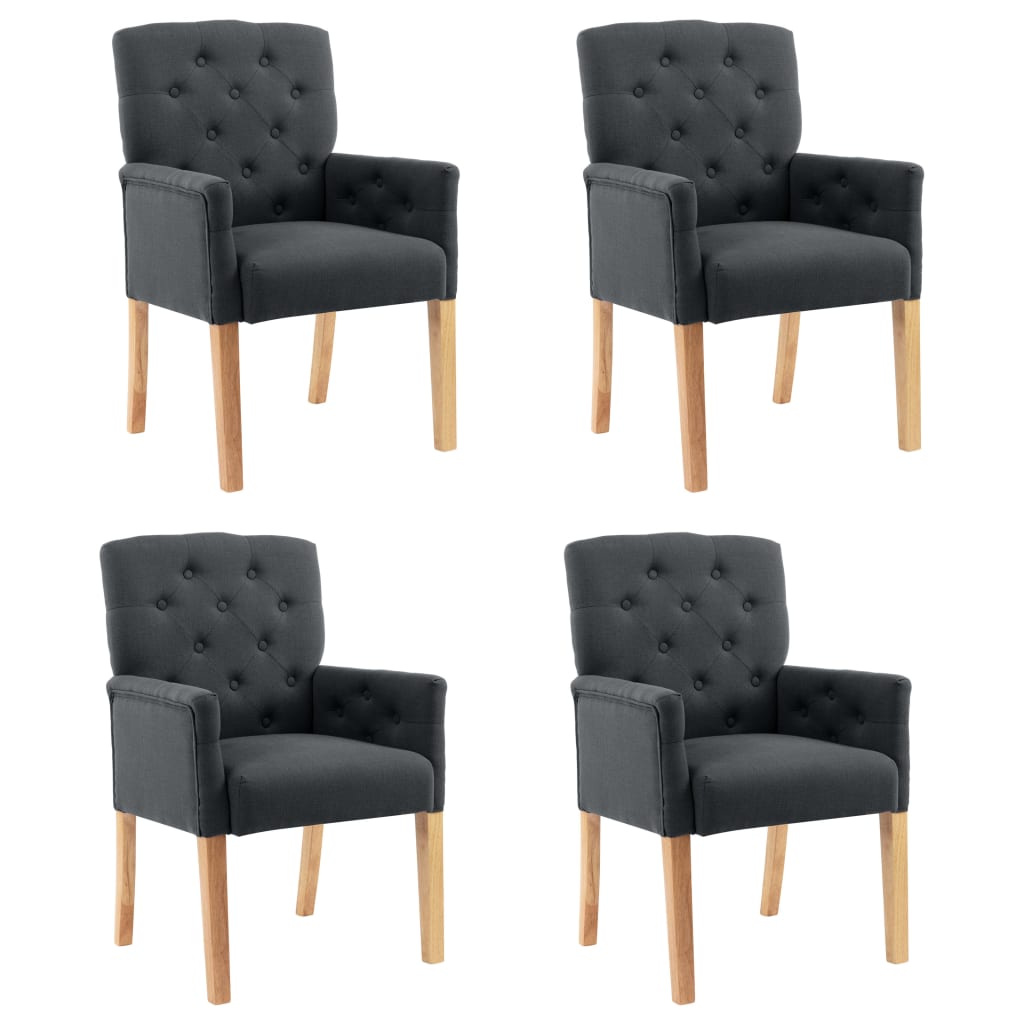 Jídelní židle s područkami 4 ks šedé textil