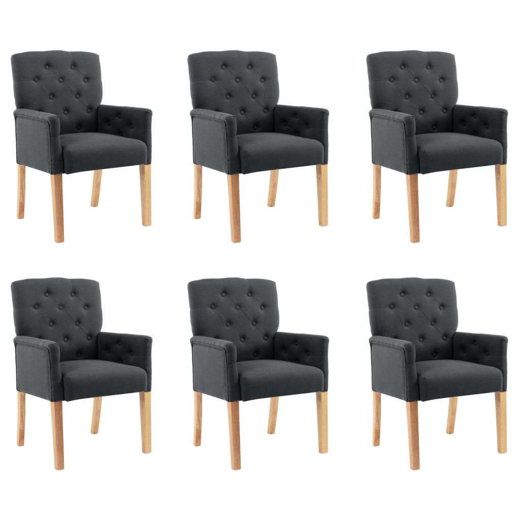 Esszimmerstühle mit Armlehnen 6 Stk. Grau Stoff-1