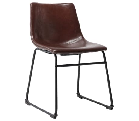 vidaXL Valgomojo kėdės, 4vnt., blizgios rudos, dirbtinė oda (2x320064)