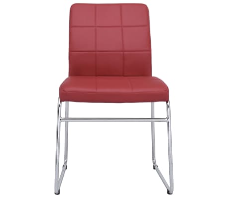 vidaXL Valgomojo kėdės, 6vnt., raudonos spalvos, dirbtinė oda