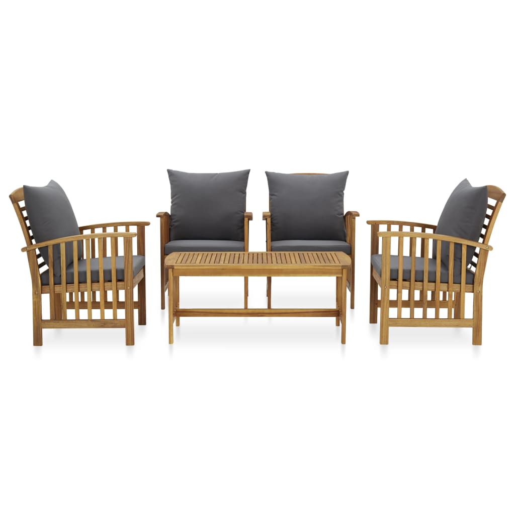 

vidaXL 5-delige Loungeset met kussens massief acaciahout