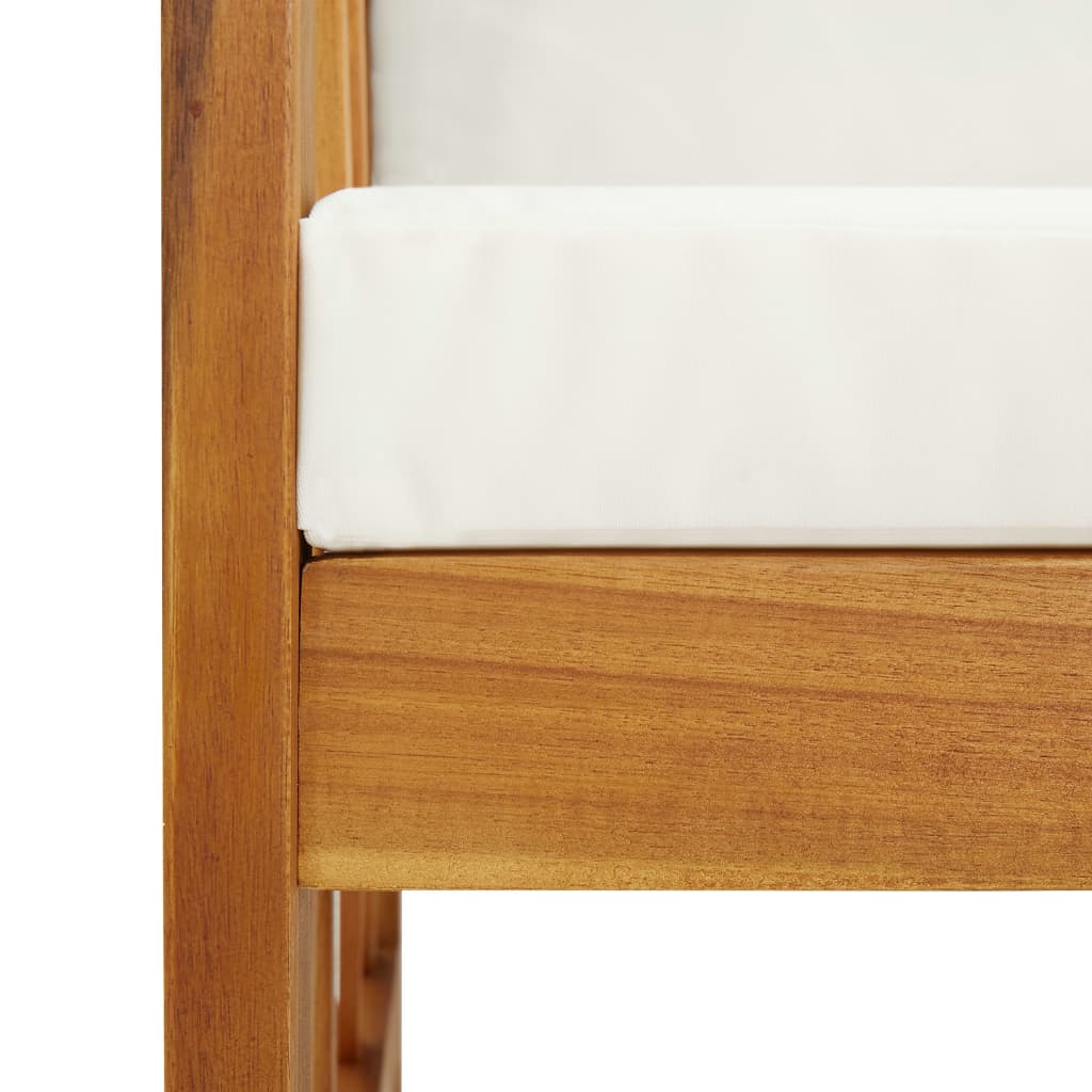 Drewniany zestaw wypoczynkowy ogrodowy - Vintage, kremowe poduszki, 102x50x43 cm