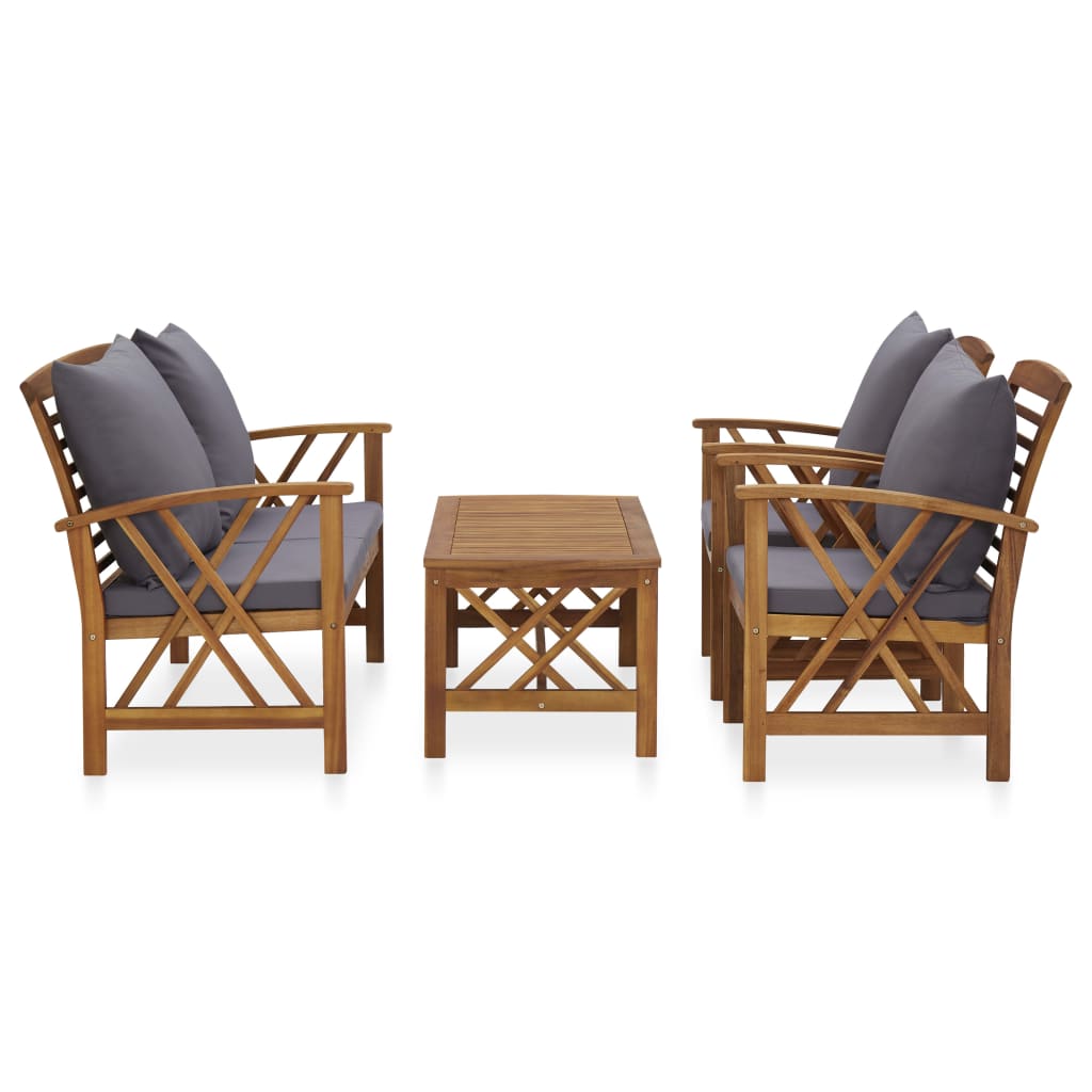 vidaXL 4-delige Loungeset met kussens massief acaciahout afbeelding